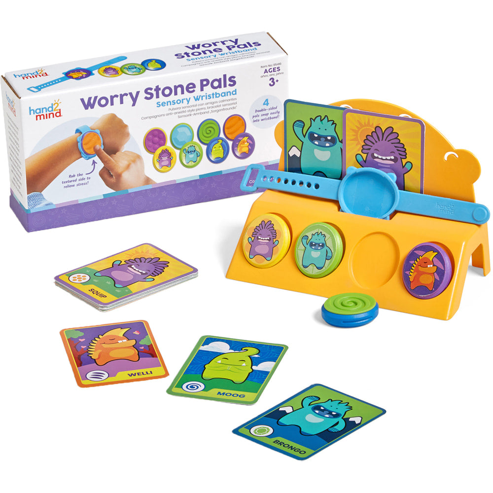 Hand2Mind Worry Stone Pals Sensory Wristband, Multicolor