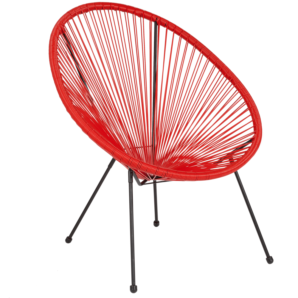 Flash Furniture Valencia Oval Comfort Series Take Ten Papasan Lounge Chair, Red/Black