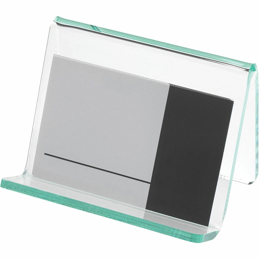 Lorell Acrylic Business Card Holder, 2inW x 3inD x 4inH, Clear/Green Edge