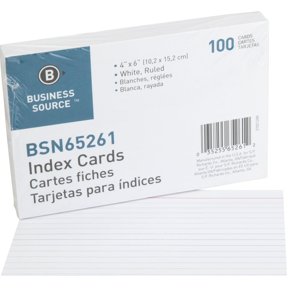 Business Source Ruled Index Cards - 6in Width x 4in Length - 100 / Pack