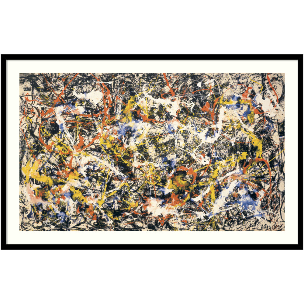 Amanti Art Convergence by Jackson Pollock Wood Framed Wall Art Print, 27inH x 41inW, Black