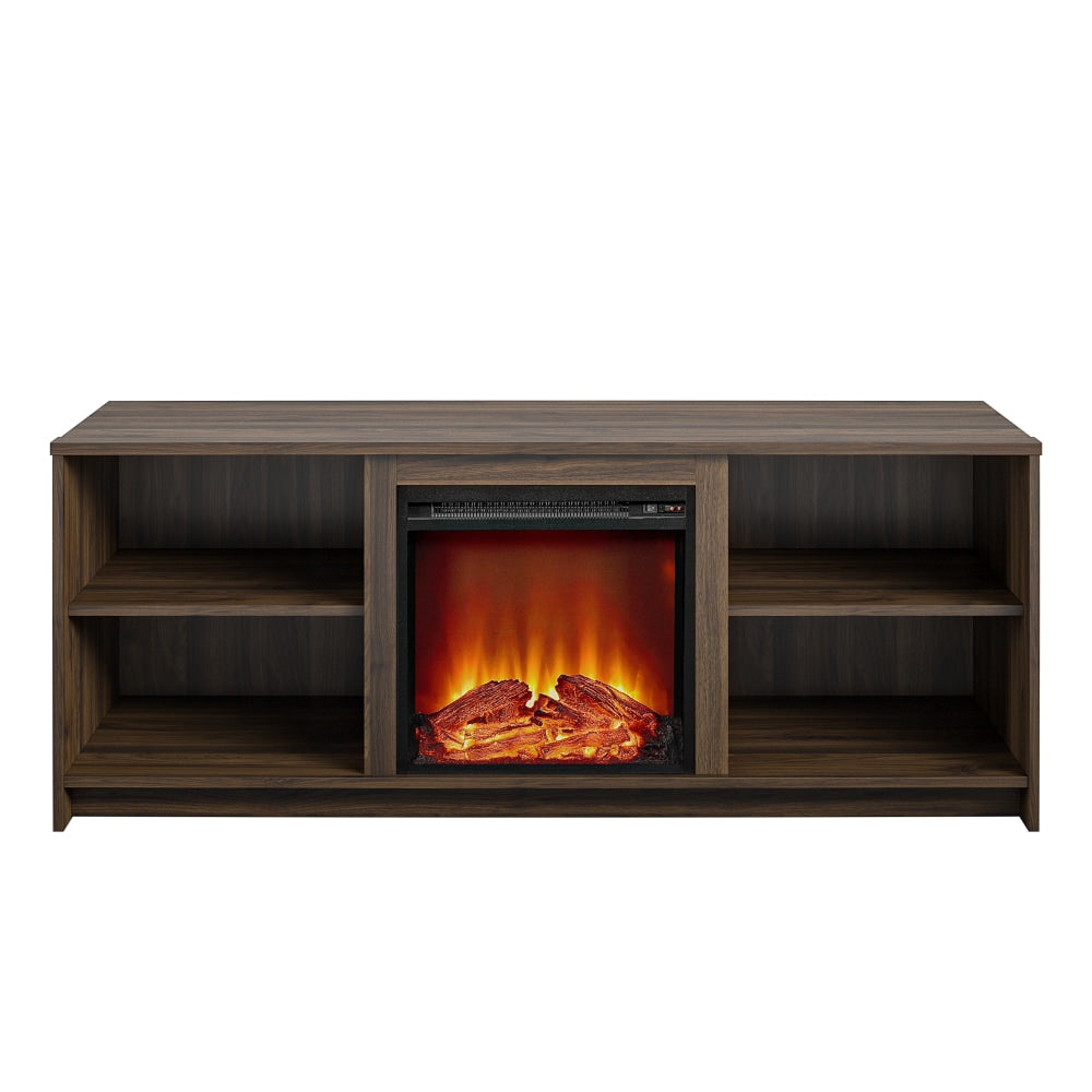 Ameriwood Home Cabrillo Fireplace TV Stand For TVs Up To 65in, 23-7/16inH x 59-3/4inW x 19-3/4inD, Walnut