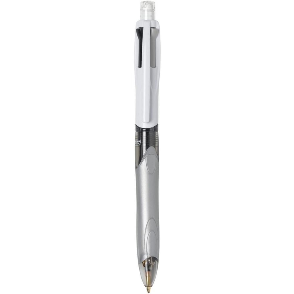 BIC 4-Color Pen/Pencil, #2HB Pencil Lead, 0.7 mm Medium Point, White/Gray/Black Barrel, Black/Blue/Red Ink