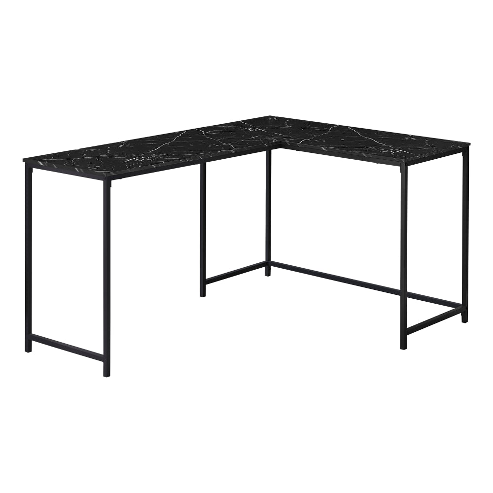 Monarch Specialties Barry 59inW Weave L-Shaped Corner Desk, Black, I 7396