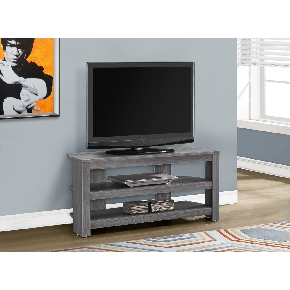 Monarch Specialties TV Stand, 3-Shelf, For Flat-Panel TVs Up To 40in, Gray