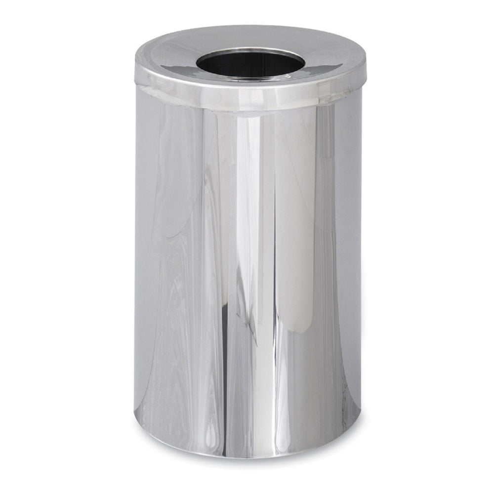 Safco Reflections Open-Top Receptacle, 35inH x 18 1/2inW x 7 1/2inD, 35-Gallon, Chrome