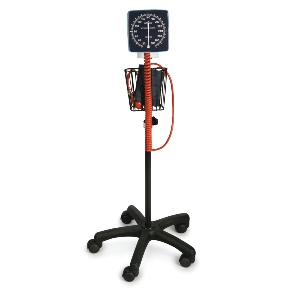 Medline Latex-Free Mobile Aneroid Blood Pressure Monitor, Adult, Black/Orange