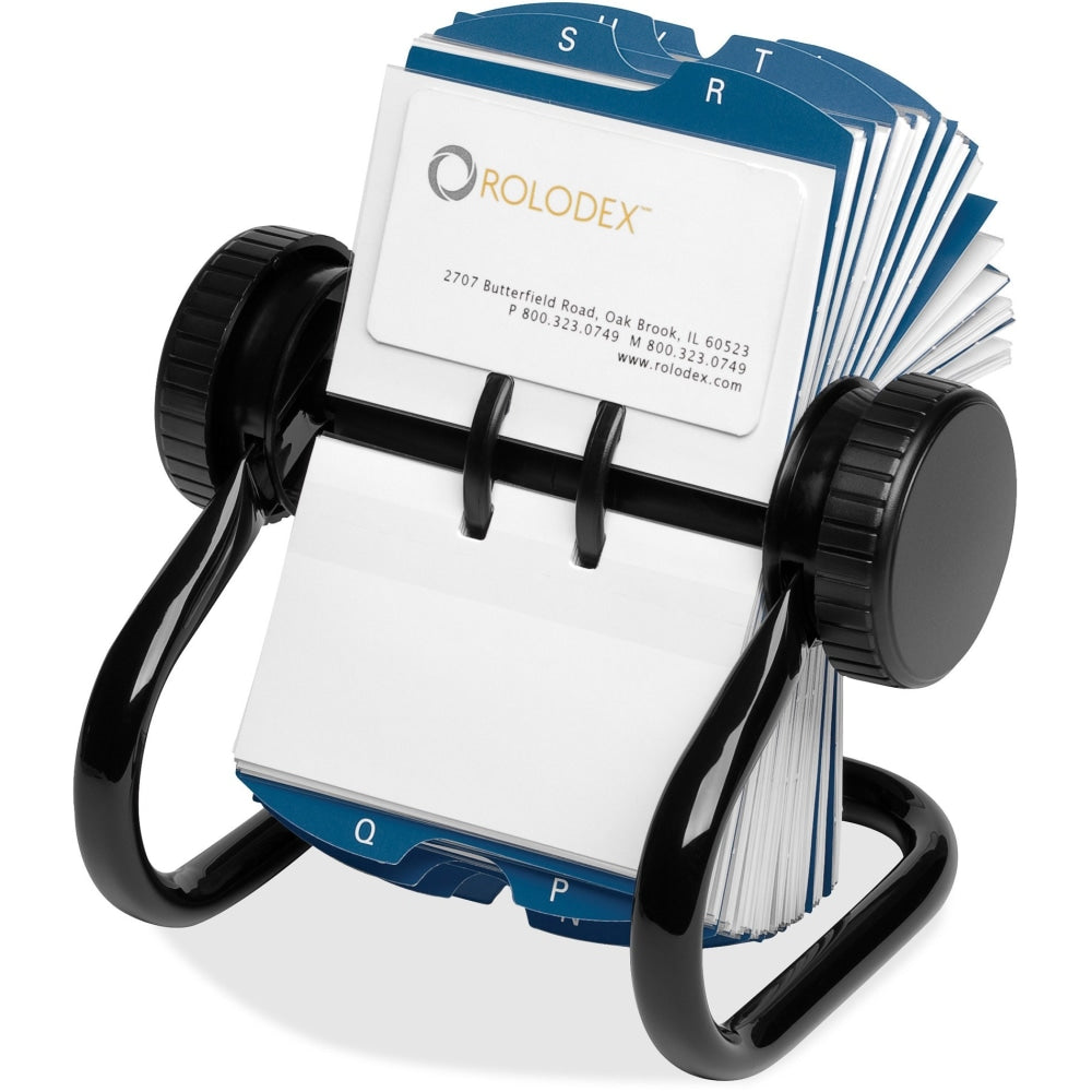 Rolodex Rotary A-Z Index Business Card Files - 400 Card Capacity - For 2.25in x 4in Size Card - 24 Index Guide - Black