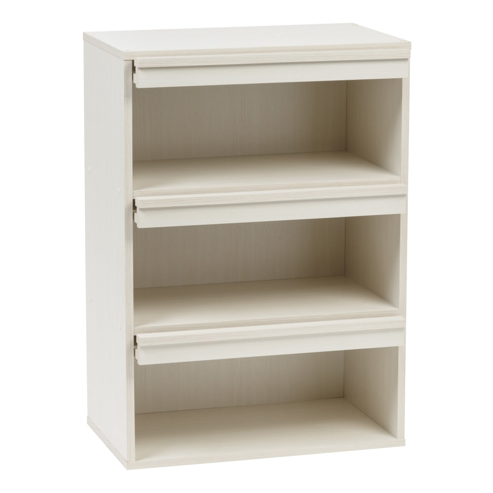 IRIS Wood Shelf With Pocket Doors, 3-Tier, White