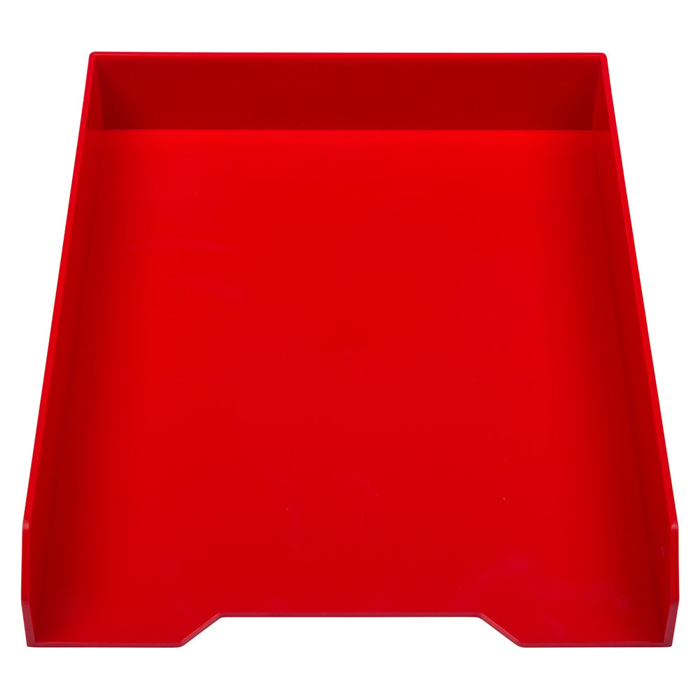 JAM Paper Stackable Paper Trays, 2inH x 9-3/4inW x 12-1/2inD, Red, Pack Of 2 Trays