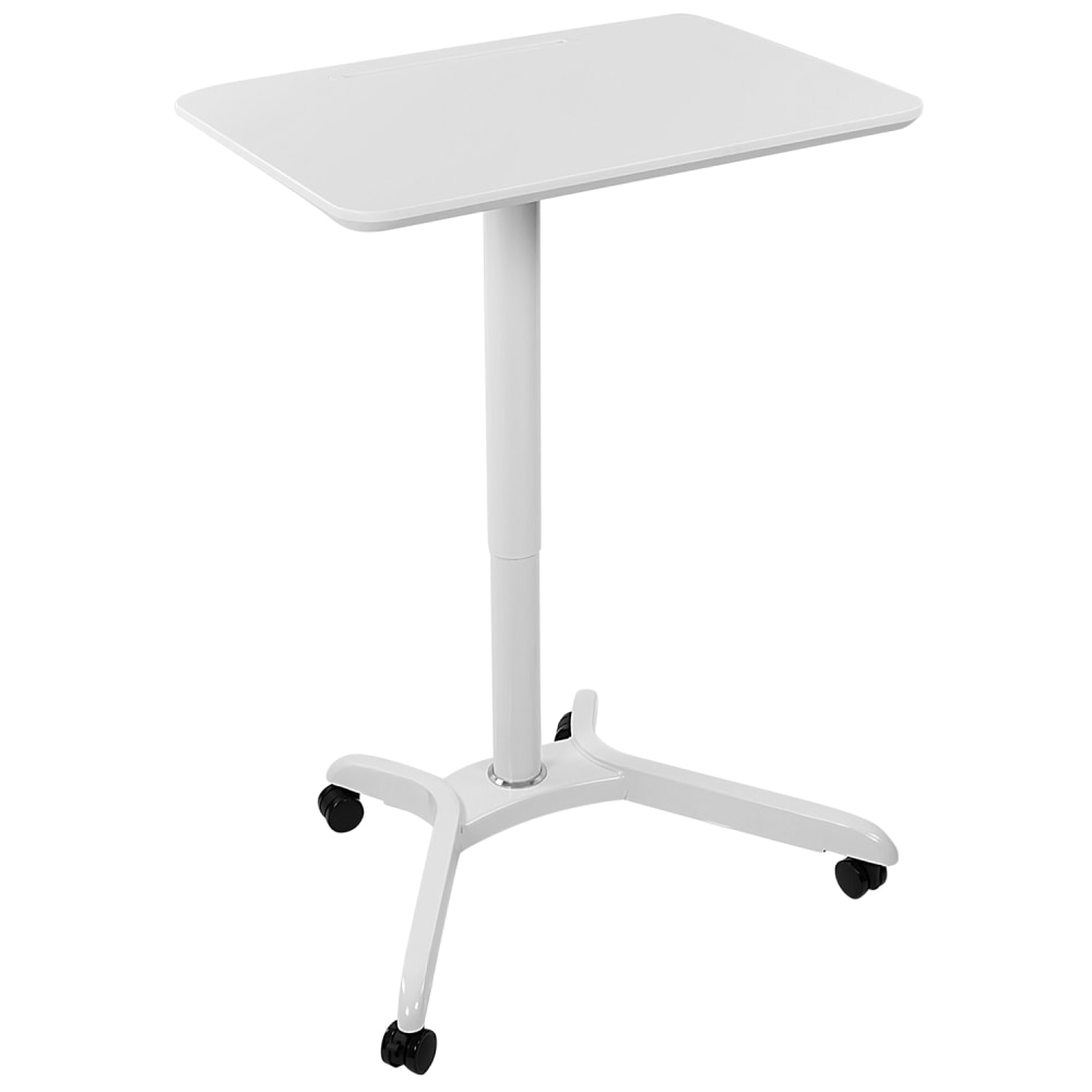 Mount-It! MI-7975 Standing Mobile Laptop Cart Workstation, 29-15/16inH x 28inW x 21-1/8inD, White