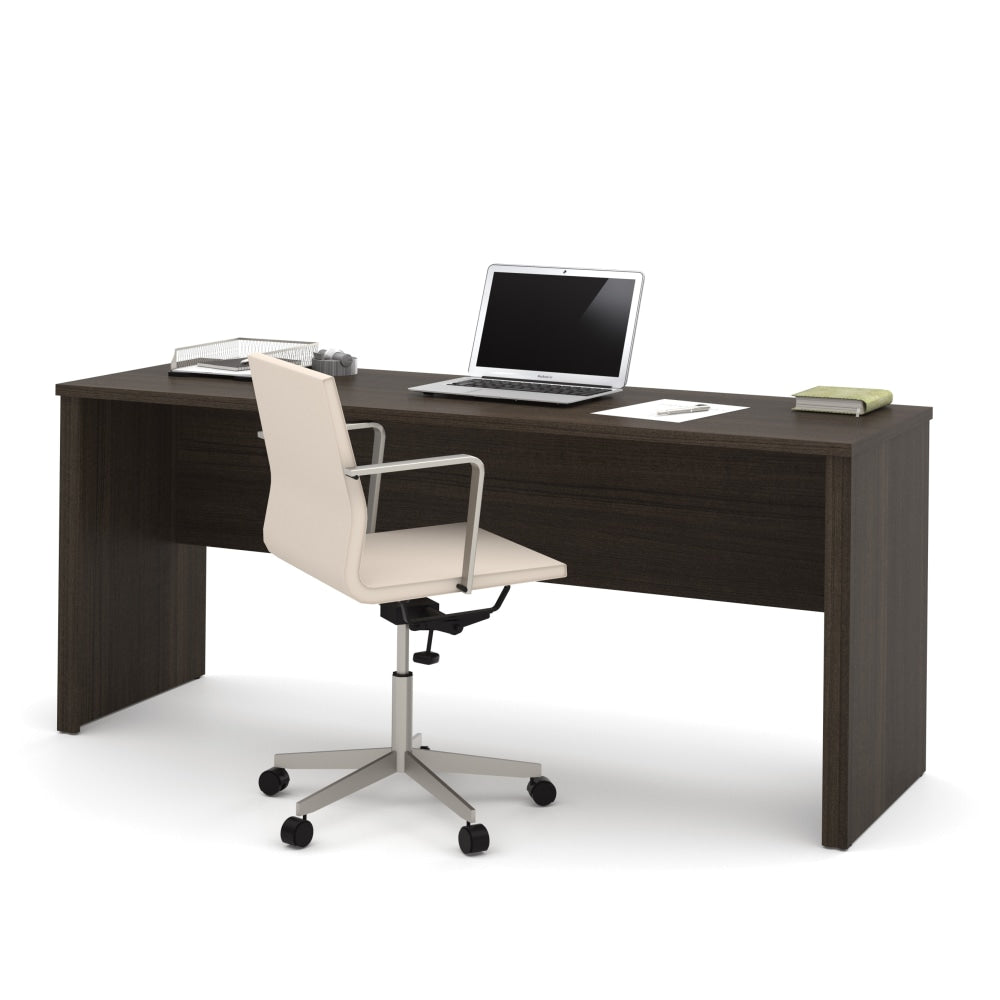 Bestar Embassy 72inW Narrow Computer Desk Shell, Dark Chocolate