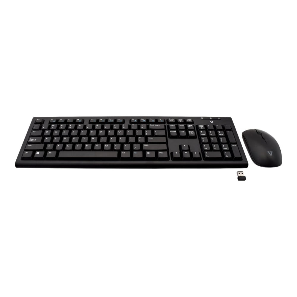 V7 CKW200US - Keyboard and mouse set - wireless - 2.4 GHz - US - black