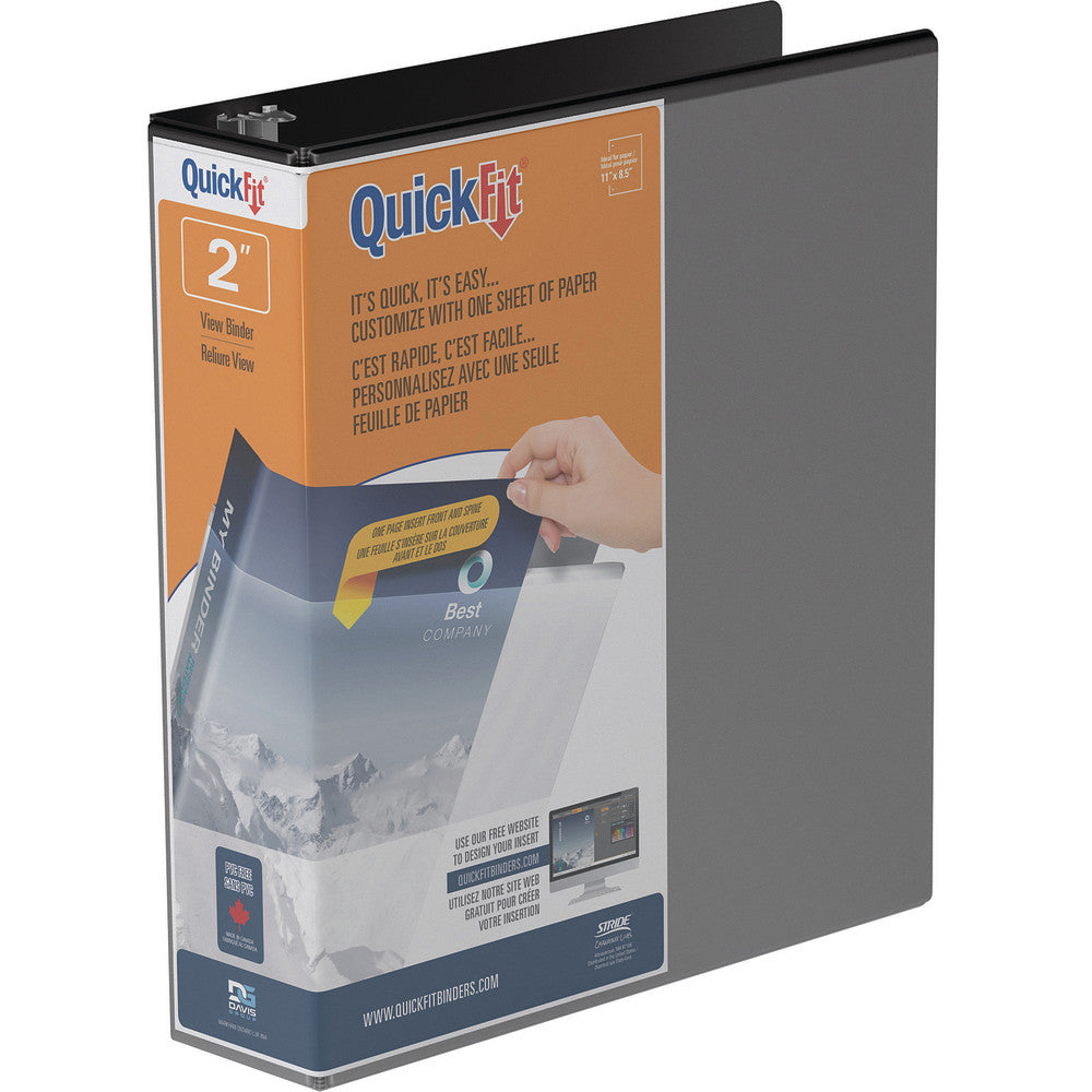 QuickFit View 3-Ring Binder, 2in Angle D-Rings, Black