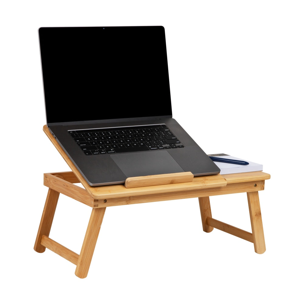 Mind Reader Bali Collection Bamboo Laptop Desk with Folding Legs, 8-1/4inH x 12inW x 19-3/4inD, Brown