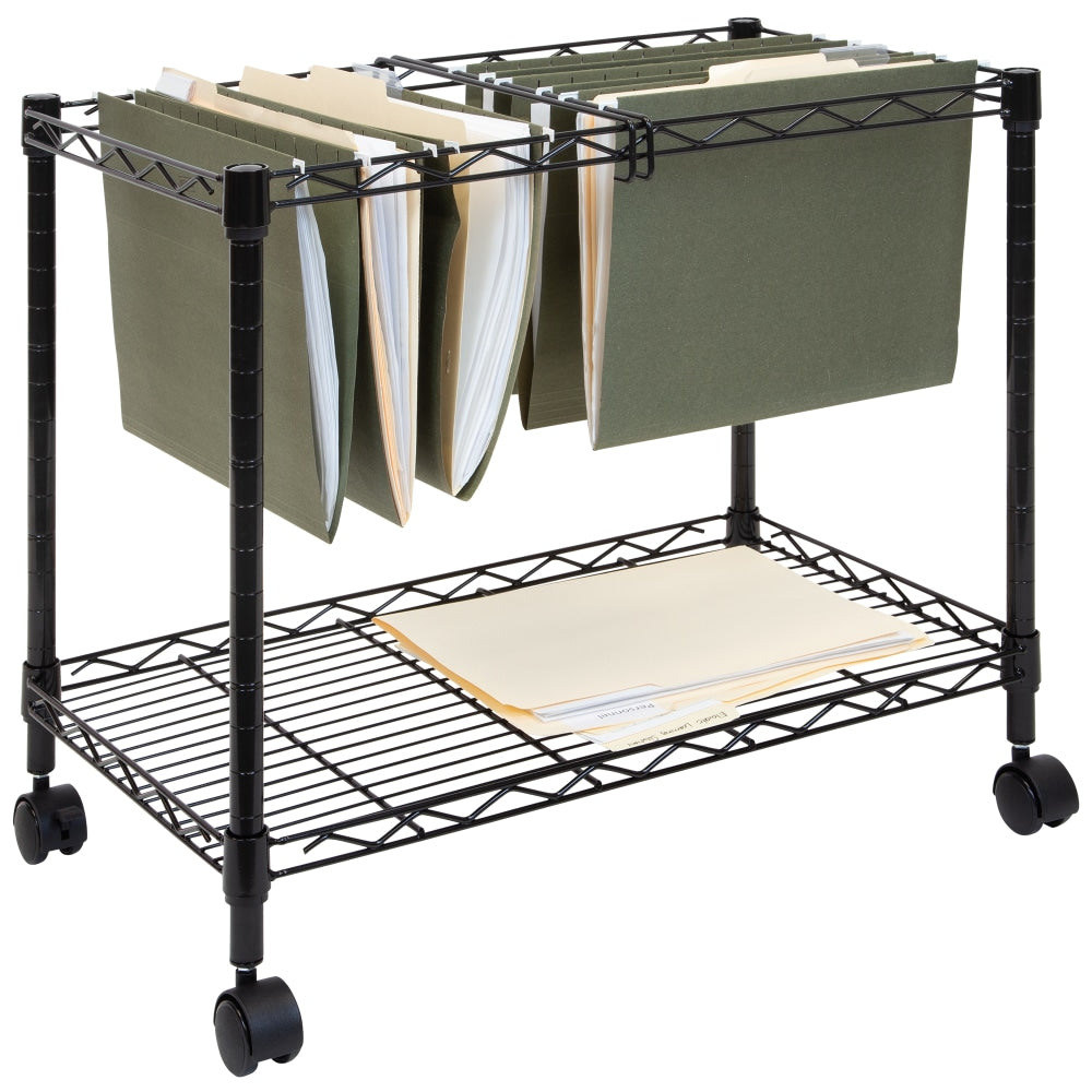 Mount-It! MI-7858 Rolling File Cart With Folder Rack, Black