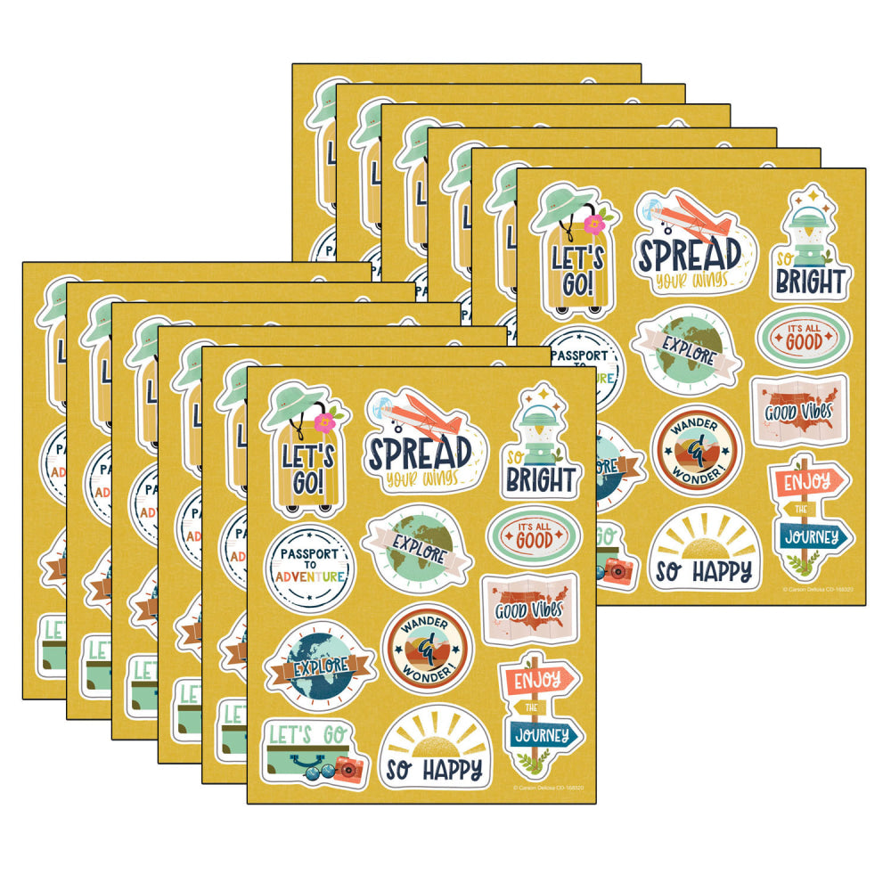 Carson Dellosa Education Motivational Stickers, Lets Explore Think Positive, 72 Stickers Per Pack, Set Of 12 Packs