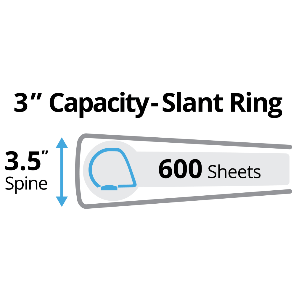 Avery Durable Slant D-Ring View Binders, 3in Slant Rings, 36% Recycled, White, Pack Of 4 Binders