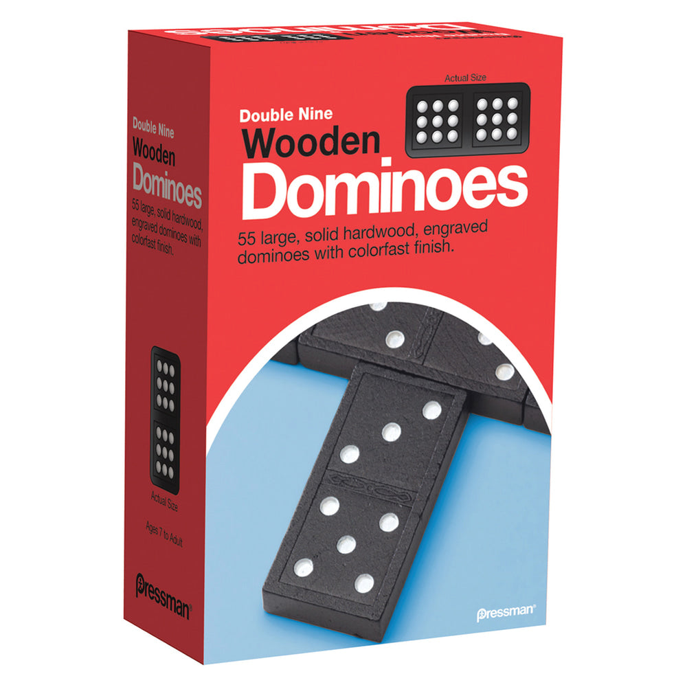 Pressman Toys Double Nine Wooden Dominoes Games, Grade 2 to 12, Pack Of 3 Games