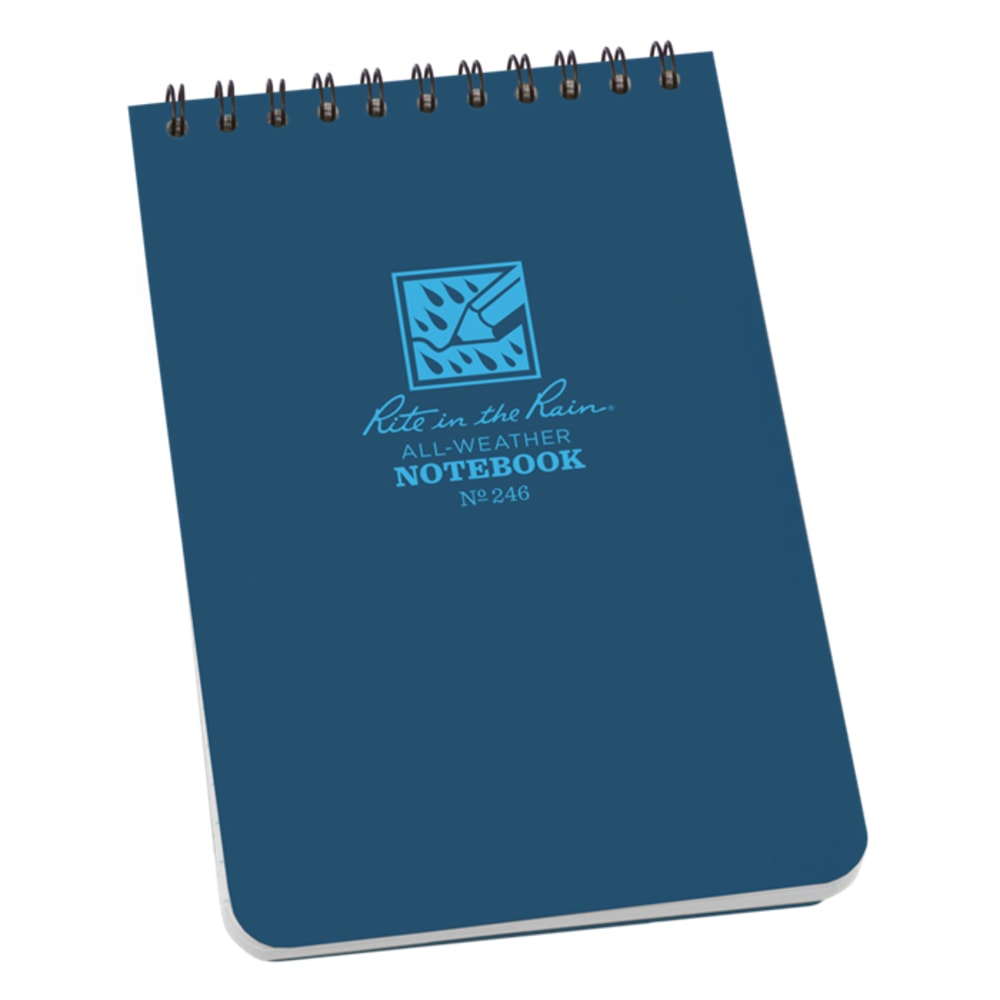 Rite in the Rain All-Weather Spiral Notebooks, Top, 4in x 6in, 100 Pages (50 Sheets), Blue, Pack Of 12 Notebooks