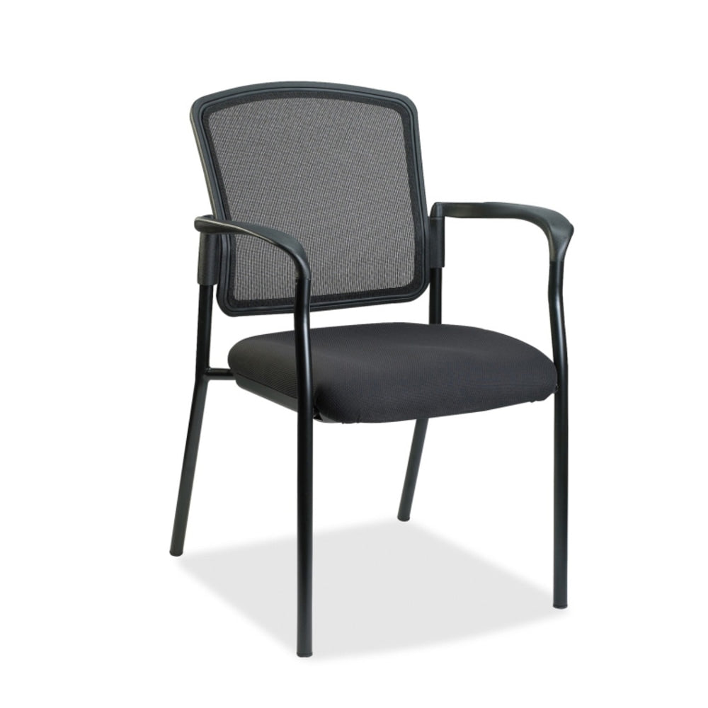 Lorell Mesh/Fabric Guest Stack Chair, Black