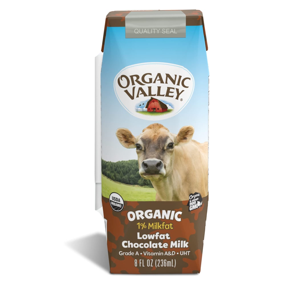 Organic Valley Aseptic Single-Serve Chocolate Milk Boxes, 8 Oz, Pack Of 24 Boxes