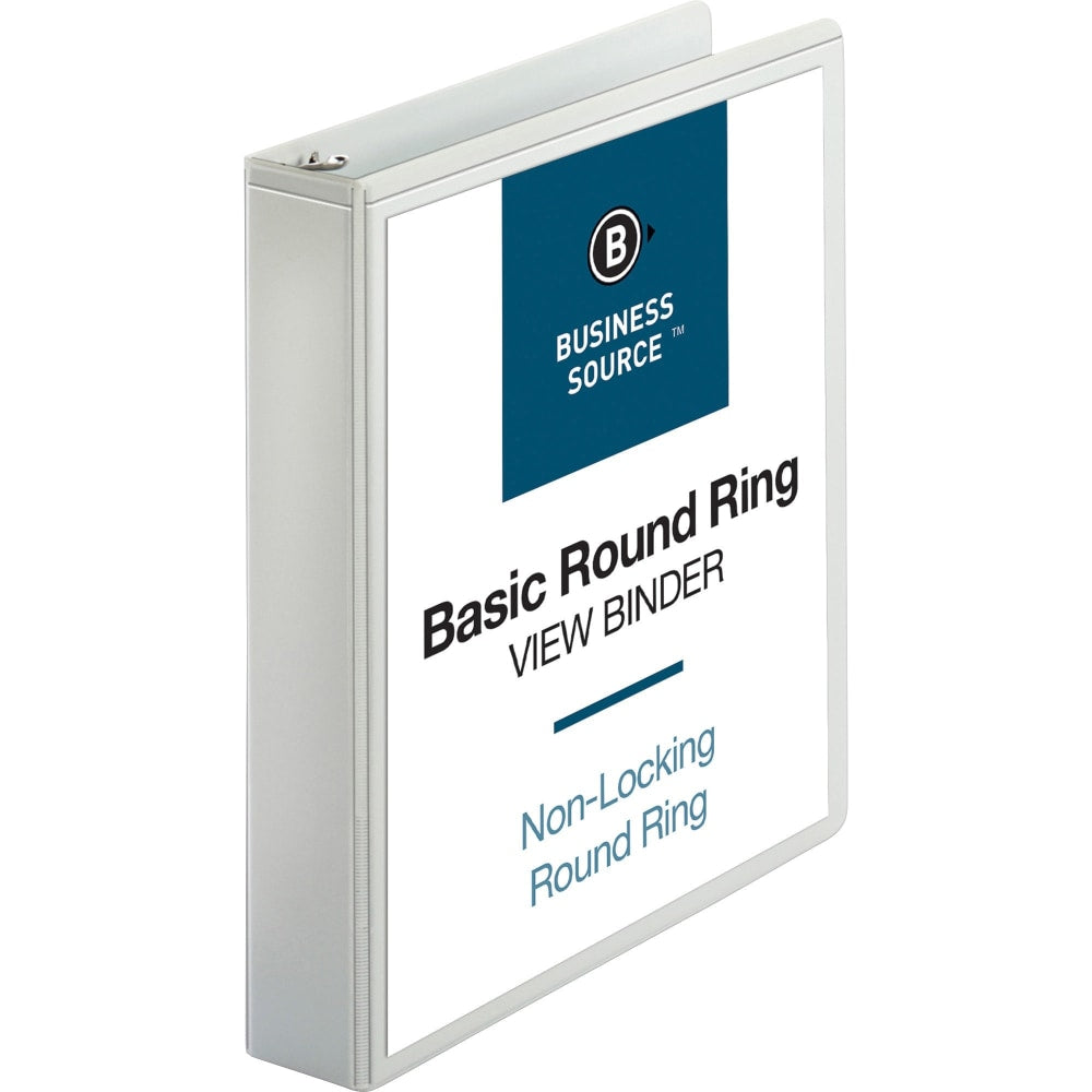 Business Source RounD-Ring View Binder, 1 1/2in Ring, 8 1/2in x 11in, White