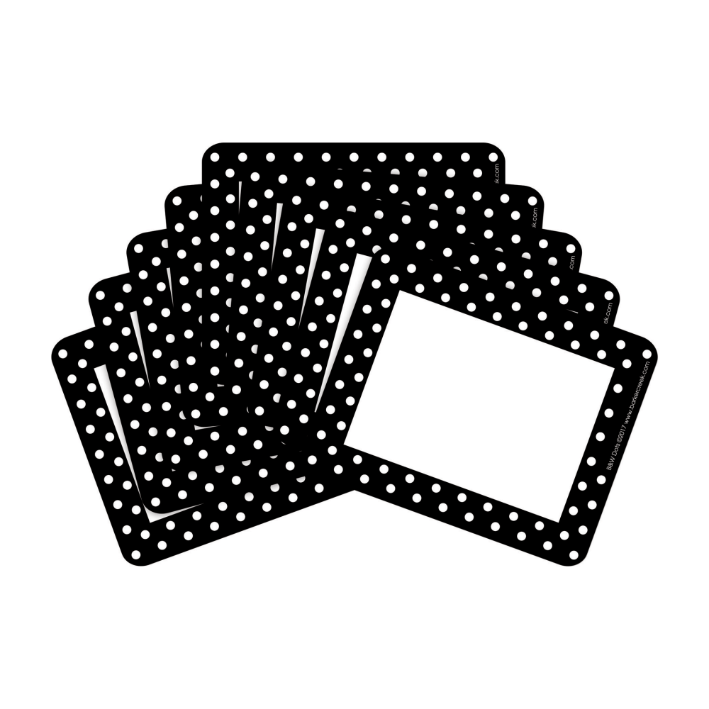 Barker Creek Name Tags, 2 -3/4" x 3 1/2", Black And White Dots, 45 Name Tags Per Pack, Case Of 2 Packs