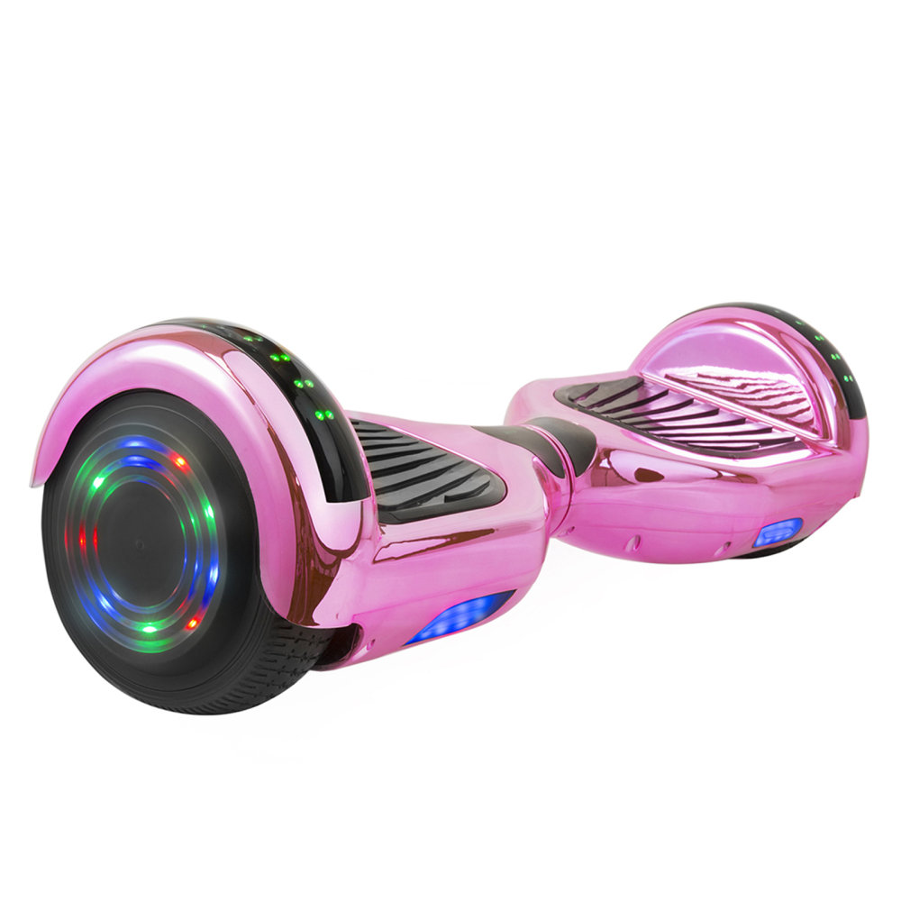 AOB Hoverboard With Bluetooth Speakers, 7inH x 27inW x 7-5/16inD, Pink/Chrome