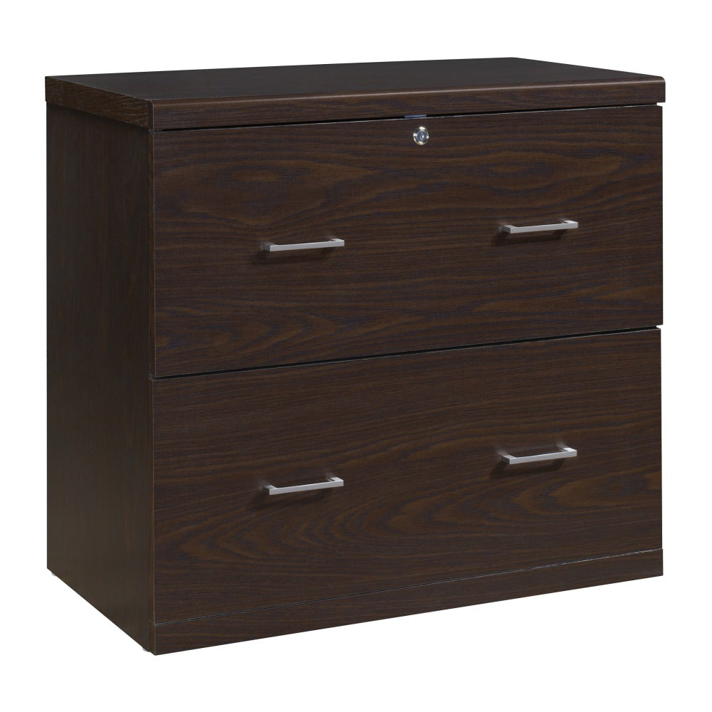 Office Star Alpine 30inW x 17inD Lateral 2-Drawer File Cabinet With Lockdowel Fastening System, Espresso