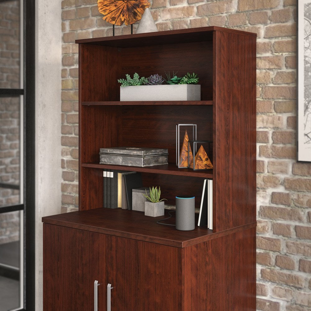 Sauder Affirm Bookcase Hutch, 36inH x 35-1/2inW x 14-1/2inD, Classic Cherry