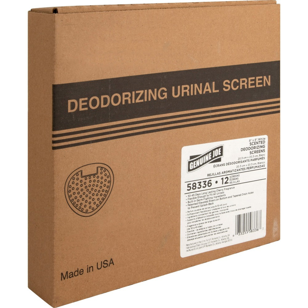 Genuine Joe Deluxe Deodorizing Urinal Screens, Cherry Scent, Box Of 12