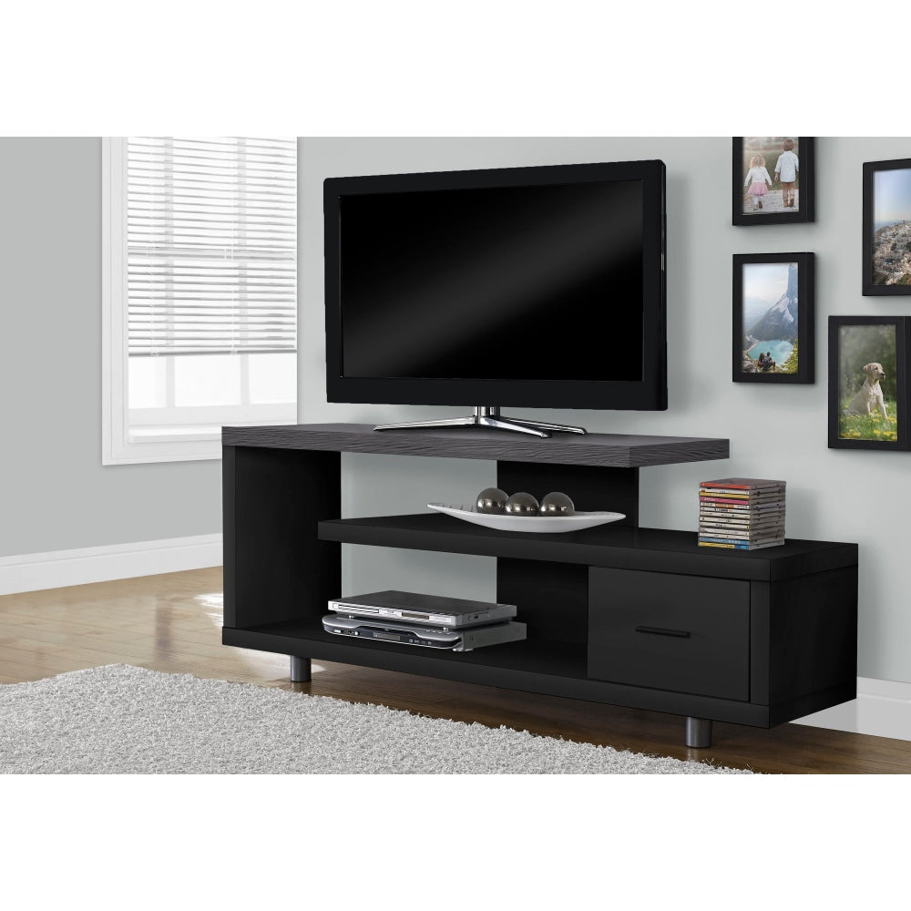 Monarch Specialties Leo TV Stand, 24inH x 60inW x 15-3/4inD, Black