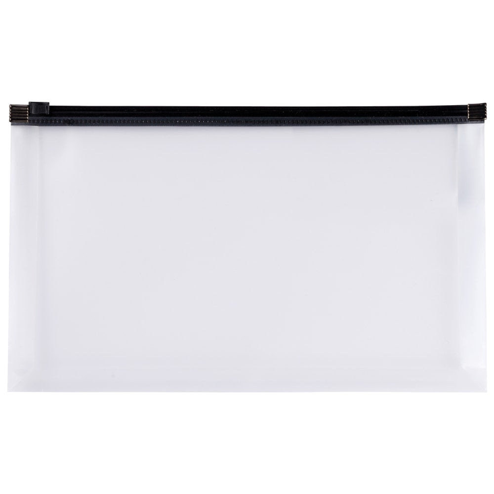 Office Depot Brand Mini Zip Envelope, Check Size, 10-3/4in x 7in, Clear/Black