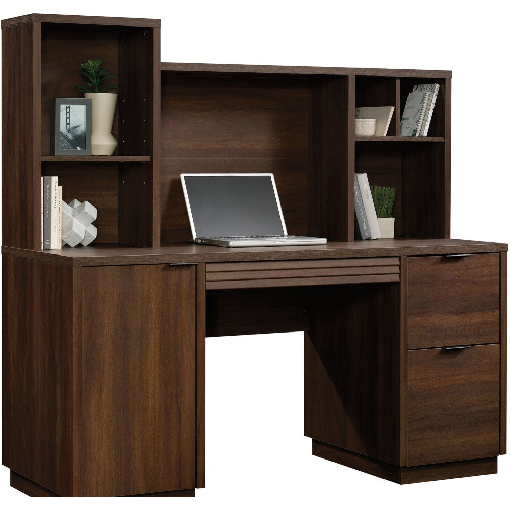 Sauder Englewood 59inW Computer Desk Hutch, Spiced Mahogany