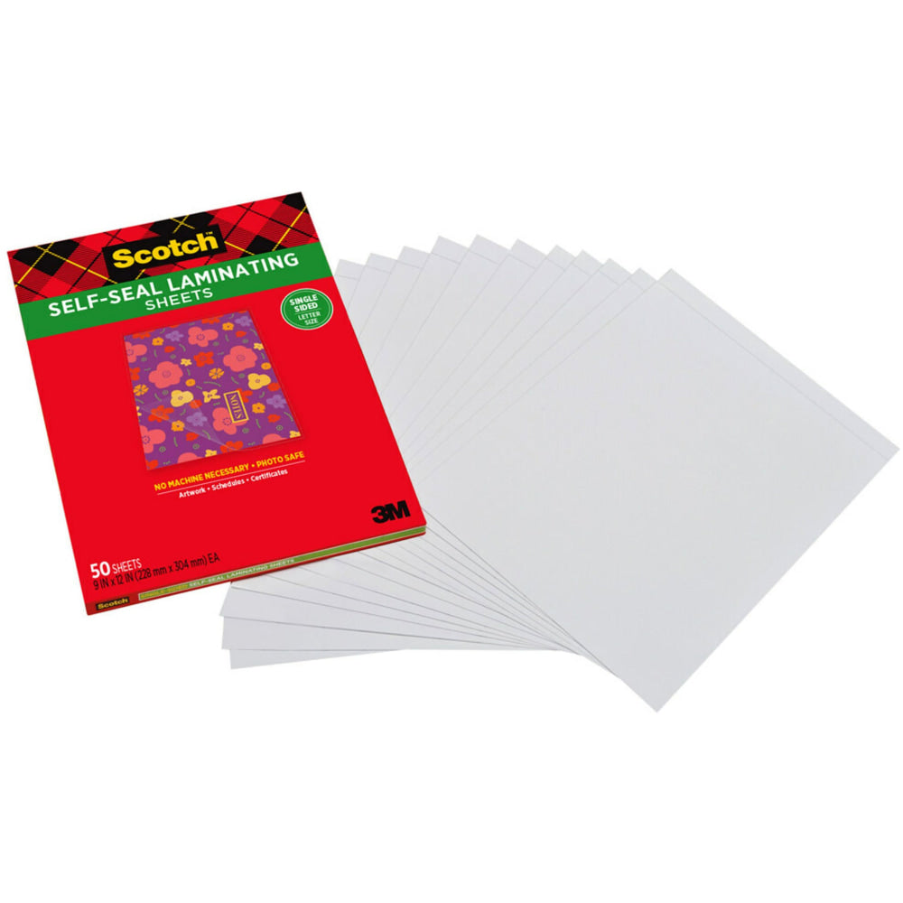 Scotch Self-Seal Laminating Sheets, 50 Laminating Sheets, Laminate Business Cards, Banners and Essays, Ideal Office or Back to School Supplies, Fits Letter Size (9 in. x 12 in.) Paper