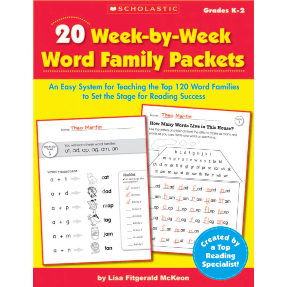 Scholastic 20 Week-By-Week Word Family Packets