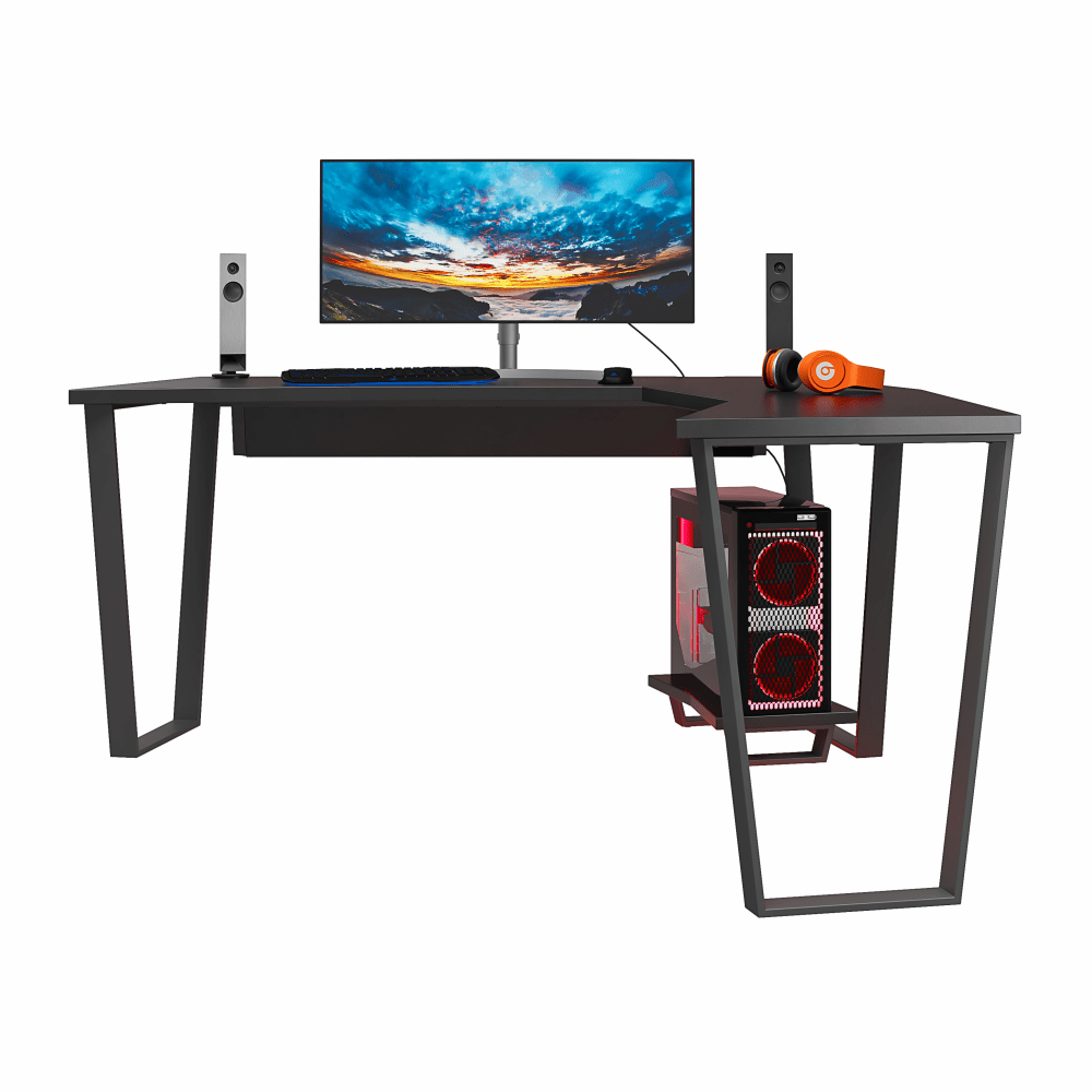 Ameriwood Home NTense Genesis 72inW L-Shaped Gaming Computer Desk, Black