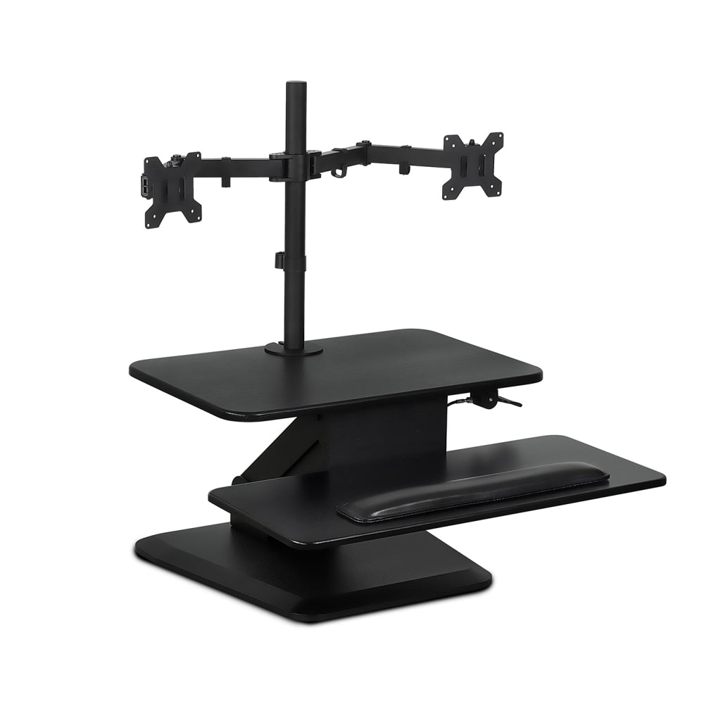 Mount-It! MI-7914 31inW Sit-Stand Standing Desk Converter With Dual Monitor Mount Combo, Black