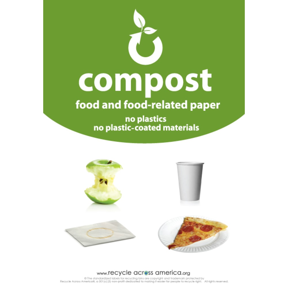 Recycle Across America Compost Standardized Labels, COMP-1007, 10in x 7in, Green