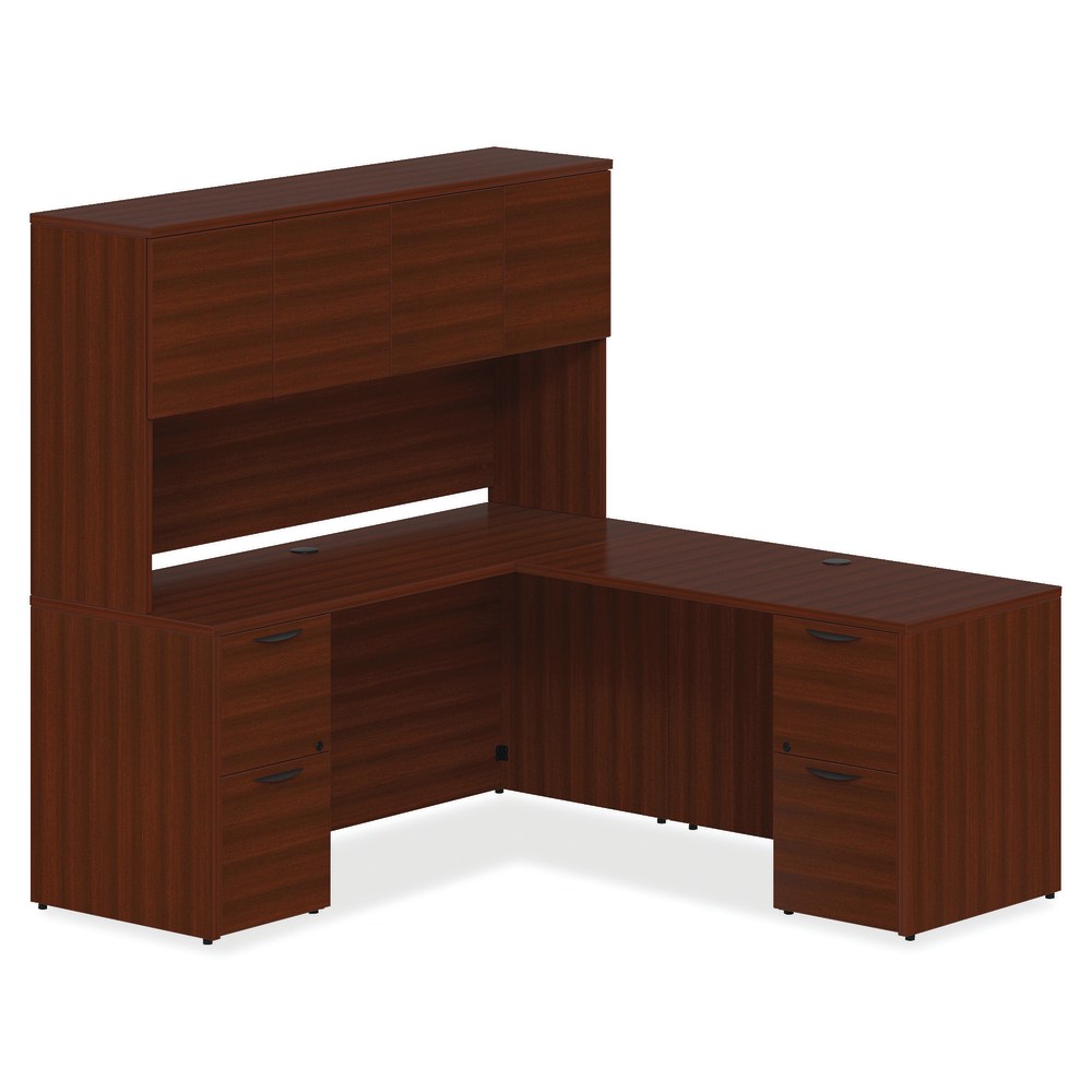 Lorell Prominence 2.0 66inW Double-Pedestal Computer Desk, Mahogany