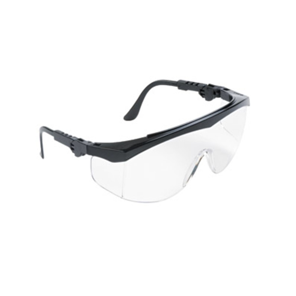 MCR Safety Tomahawk Adjustable Safety Glasses - Adjustable - Ultraviolet Protection - Nylon Frame - Black, Clear - 12 / Box