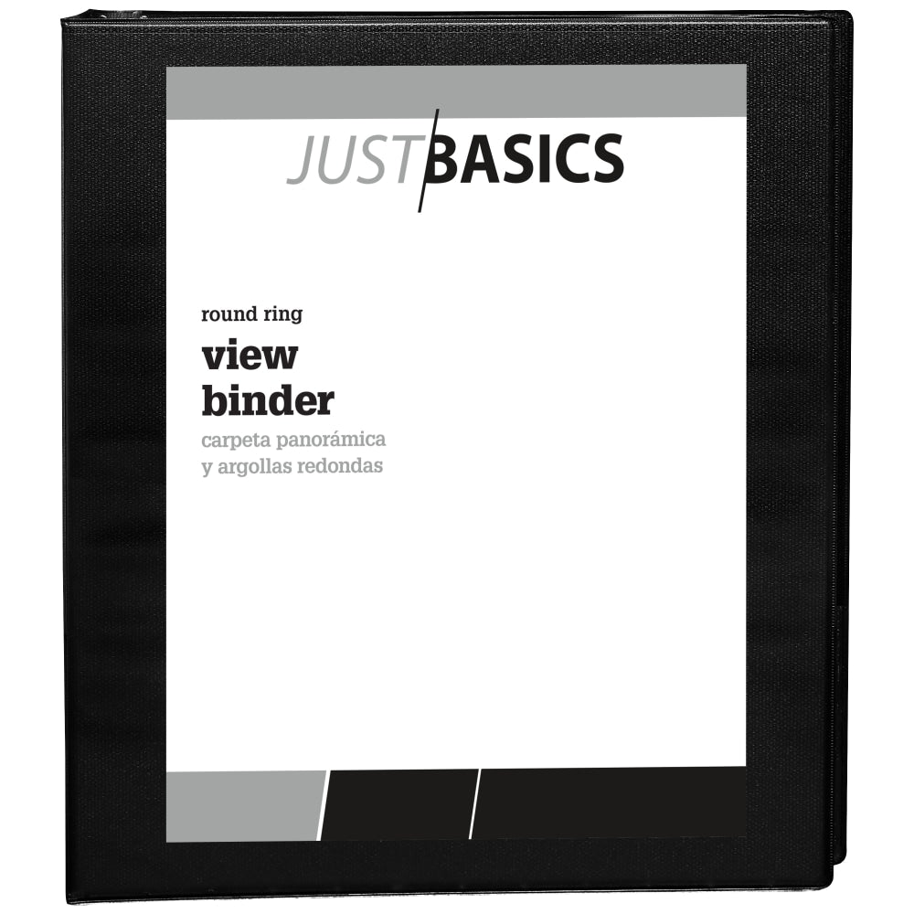 Just Basics View 3-Ring Binder, 1/2in Round Rings, Black, Pack Of 12