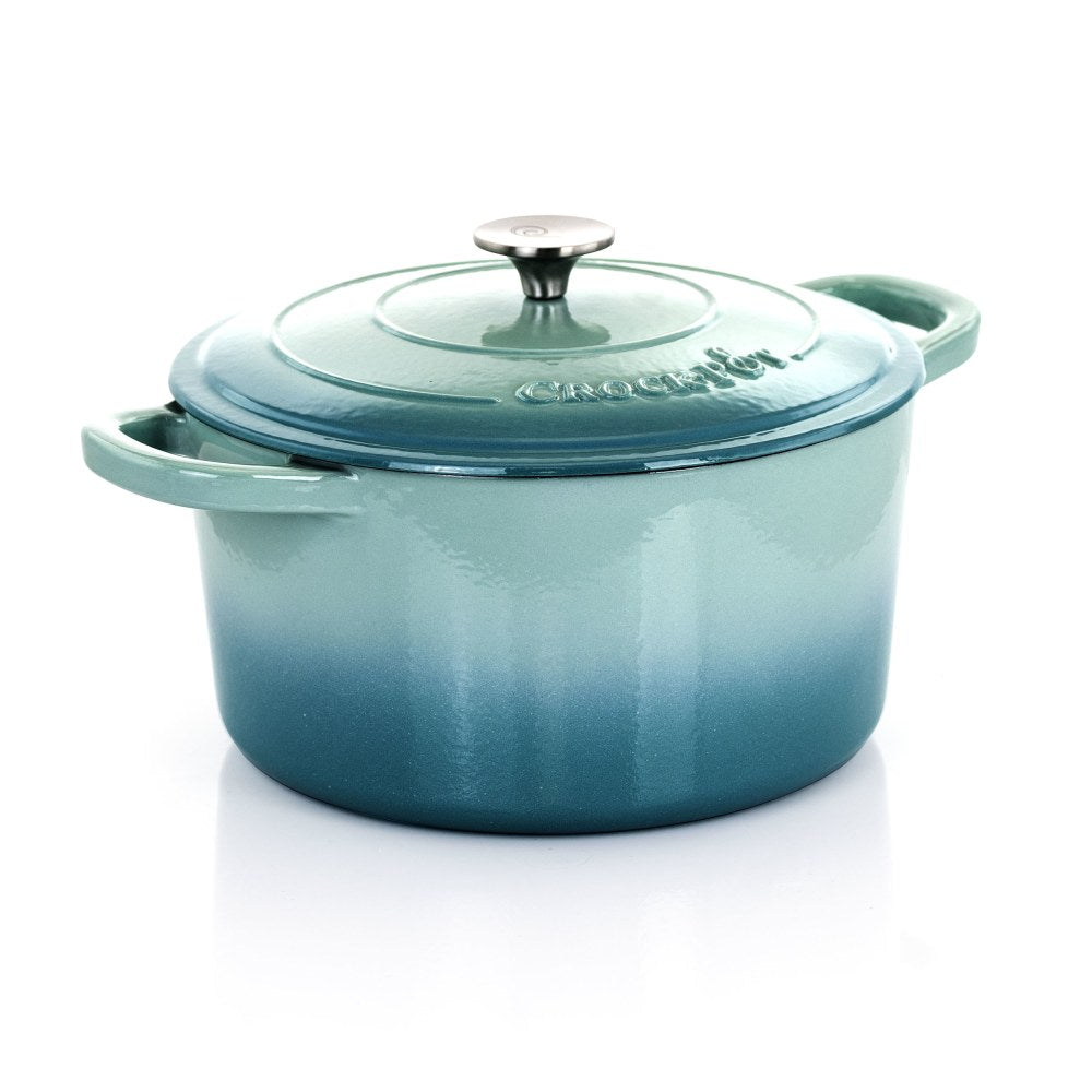 Crock-Pot Artisan 2-Piece Enameled Cast Iron Dutch Oven, 7 Quarts, Aqua Blue