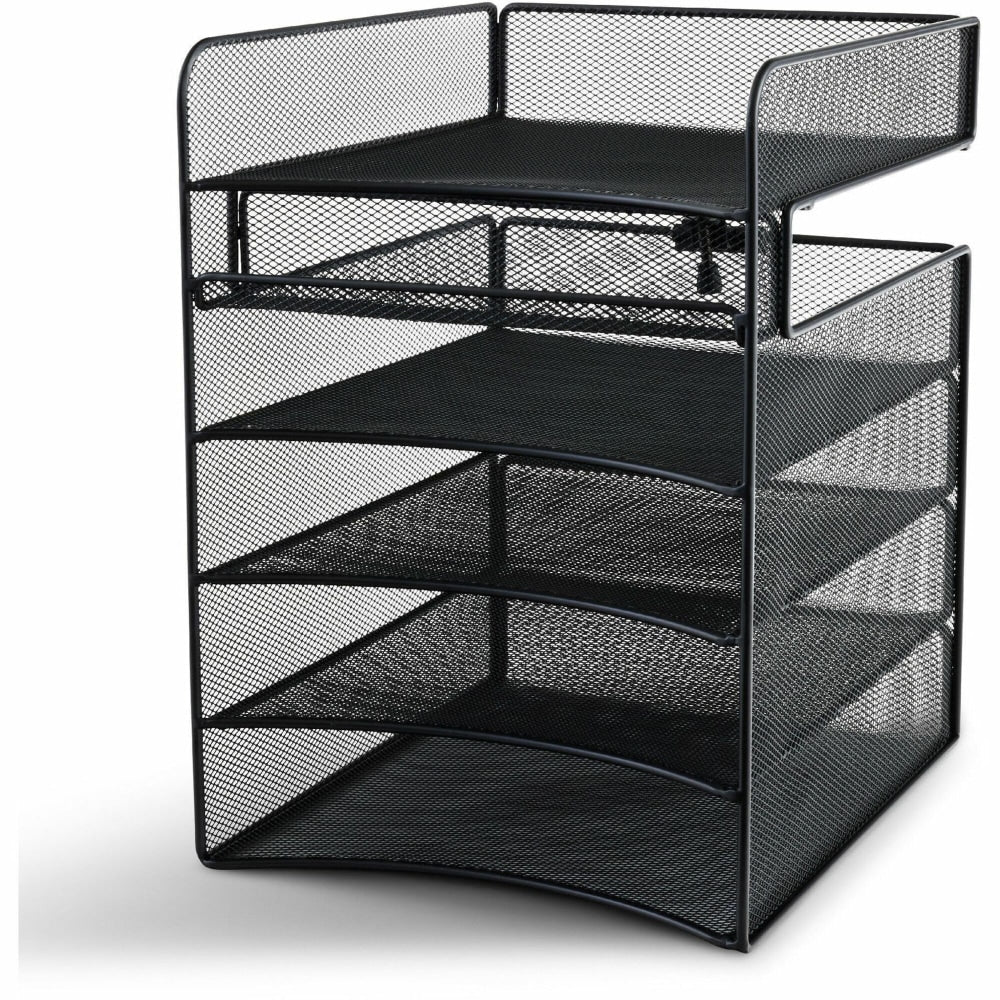 Safco Onyx Mesh Hanging Organizer, 5-Section Horizontal, Black