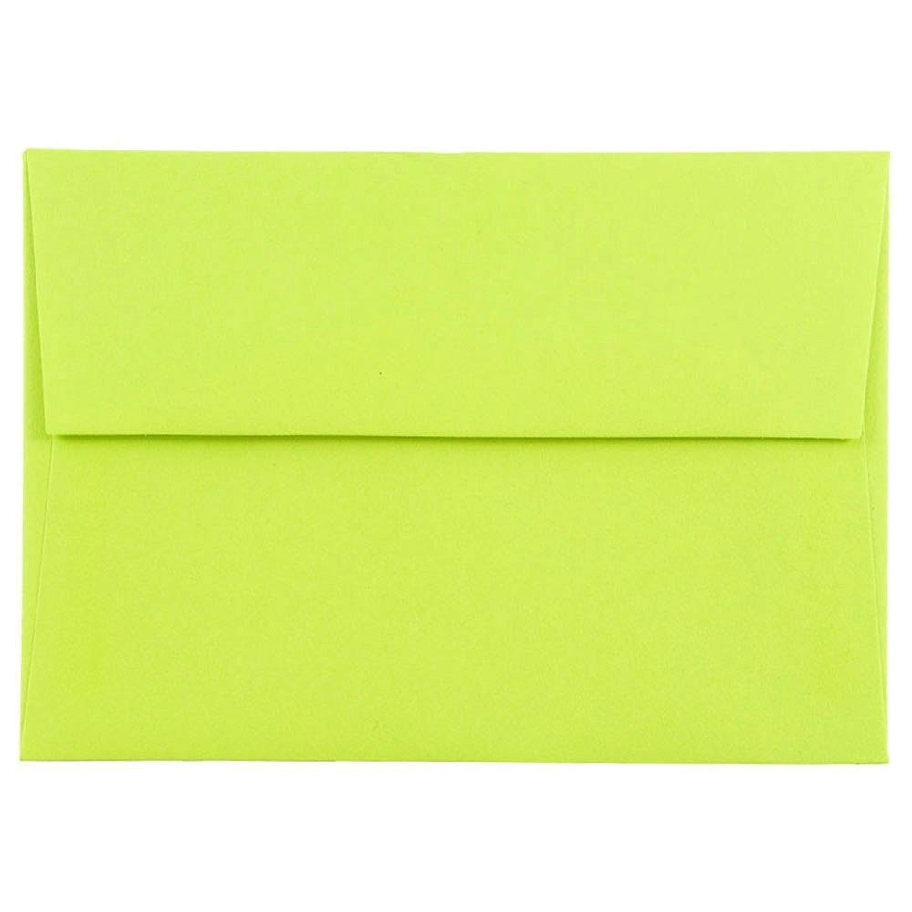 JAM Paper Stationery Set, 4 3/4in x 6 1/2in, Ultra Lime/White, Set Of 25 Cards And Envelopes