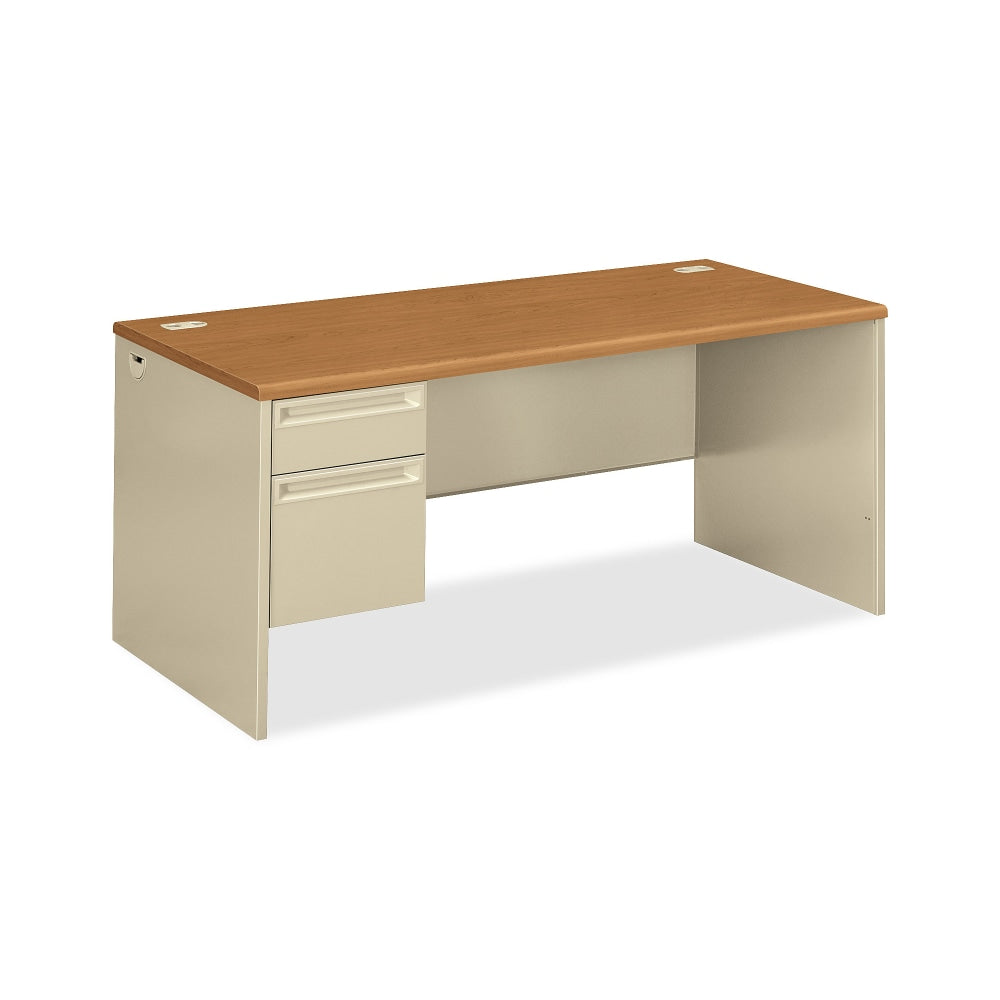 HON 38000 48inW Left-Pedestal Computer Desk With Lock, Harvest/Putty