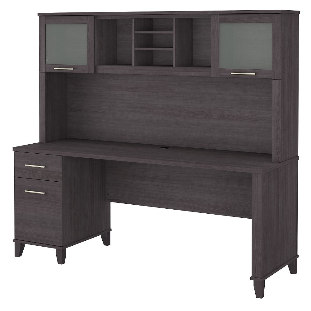 Bush Furniture Somerset 72inW Office Desk With Hutch, Storm Gray, Standard Delivery