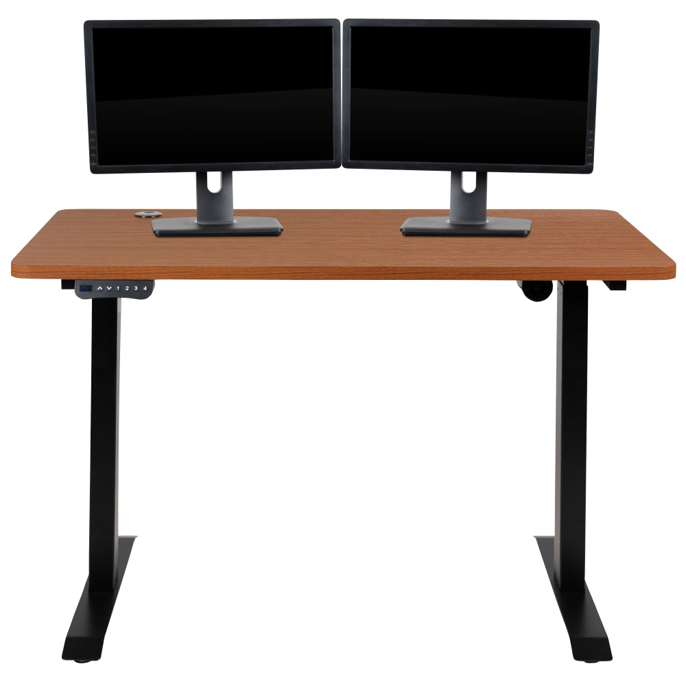 Flash Furniture 48inW Electric Height-Adjustable Standing Computer Desk, Mahogany