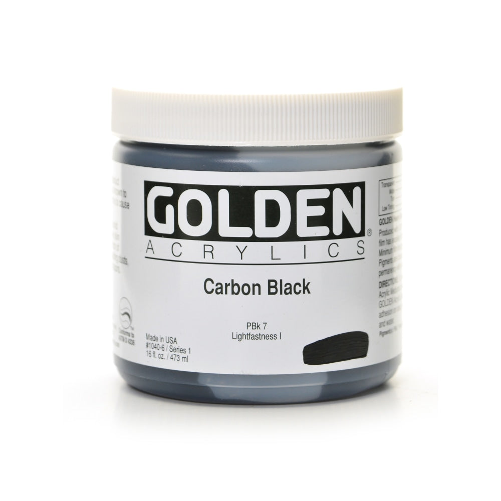 Golden Heavy Body Acrylic Paint, 16 Oz, Carbon Black